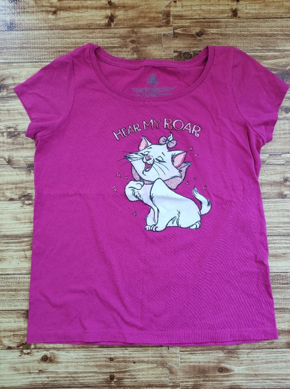 Disney Aristocats Fuchsia Marie XL 14 Girls Size Cat T-Shirt Tee Pink Purple